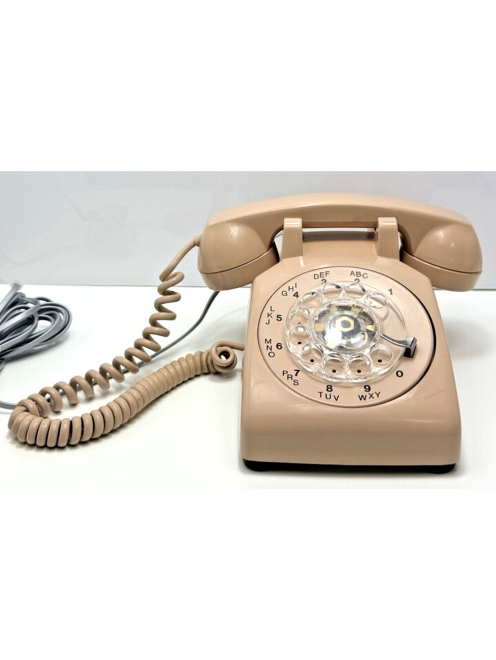 Vtg Rotary Dial Beige Pink Peach Telephone Landline Office 80s ITT 1984 WORKS
